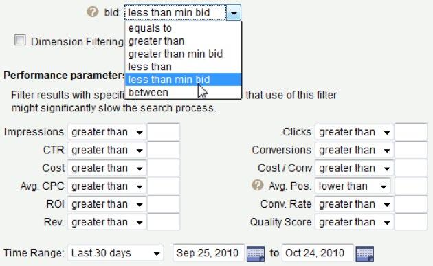 Use Advanced Search to selectively increase and decrease bids.