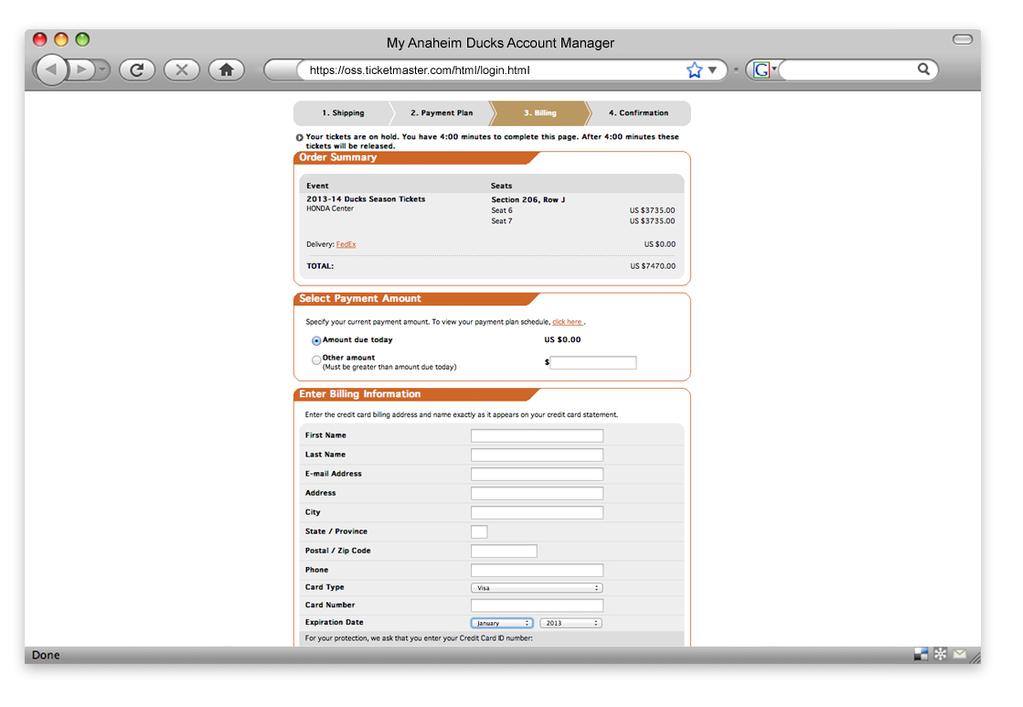 Step 13: order summary billing Please complete all fields for billing information and click purchase tickets.