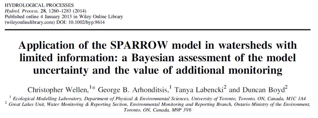 Hierarchical Bayesian SPARROW Modeling Limitations of