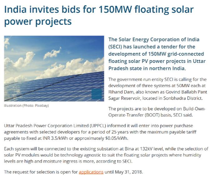 Another 150MW Floating PV System in Guqiao, Anhui is under construction Source : solarbabax.