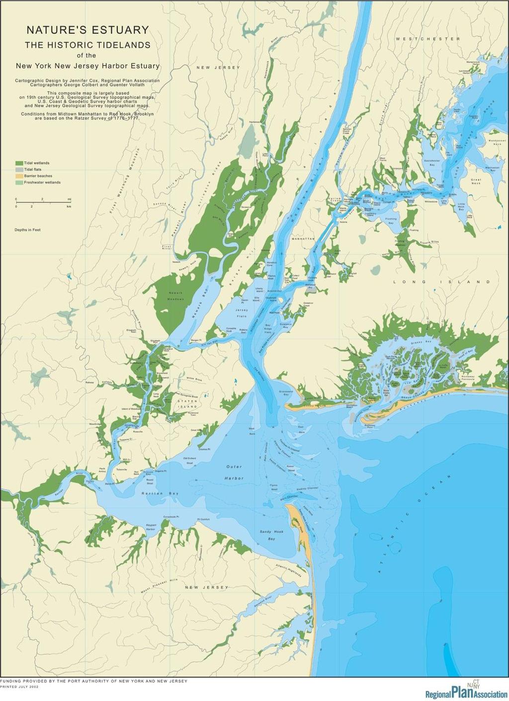New York-New Jersey Harbor Estuary Wetlands Green Shading represents shoreline of New York City and surrounding areas in late 1800 s system has been drastically altered.