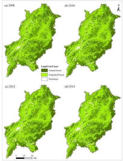Results of Simulated Future Forest Cover Changes (Provincial Level) (1) BAU Scenario 1993, 00, 07.