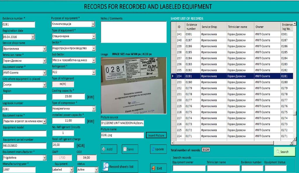 System for recording & labeling of equipment