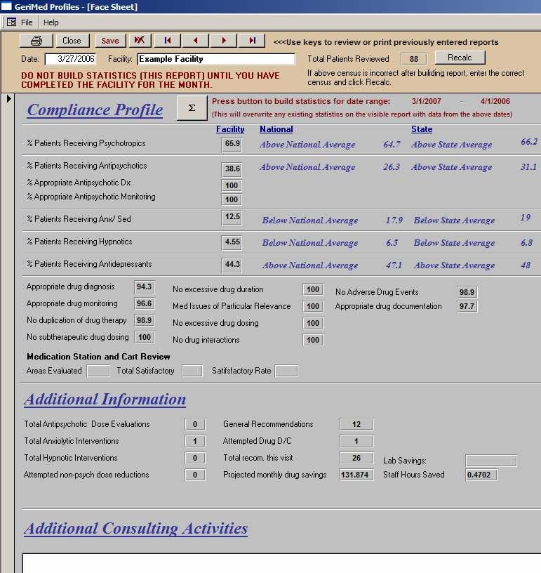 Compliance Tracking GeriMed Profiles allows for compliance tracking of