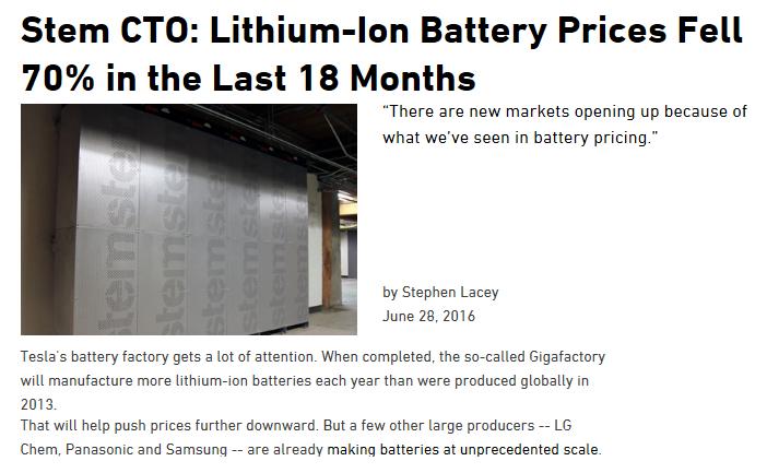 28 June 2016 There are new markets opening up because of what we ve seen in battery pricing.