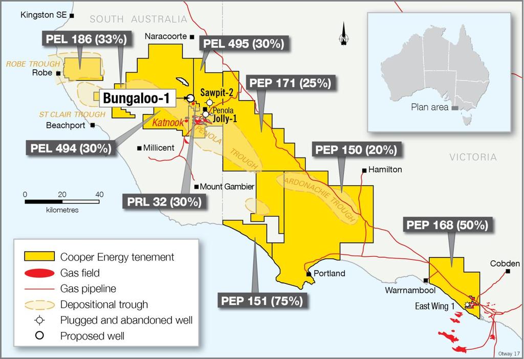 Otway Basin During the quarter Jolly-1 was drilled in the onshore Otway Basin PEL 495 (Cooper Energy 30%).