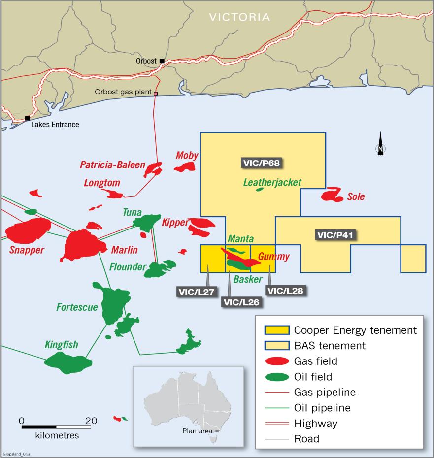Gippsland Basin BMG Project Cooper Energy signed agreements to acquire a 65% interest and Operator responsibility for the Basker/Manta/Gummy gas and liquids project (BMG) in the offshore Gippsland