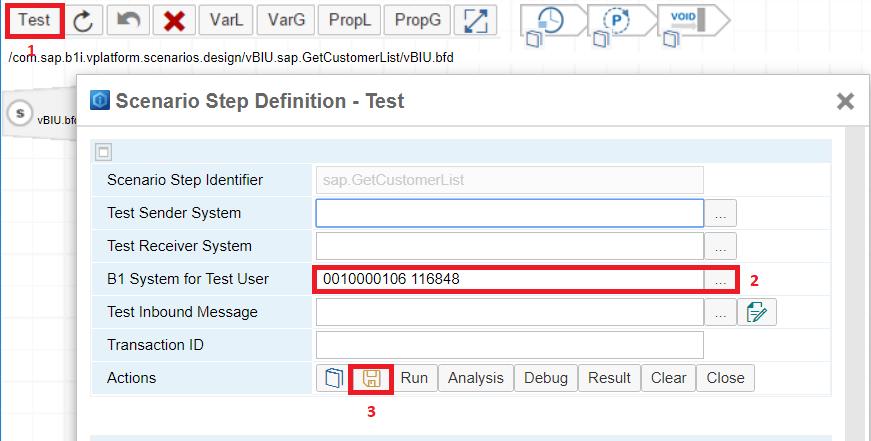 In the B1 System for Test User field, select an SAP Business One system from SLD.