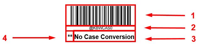 Programming Barcode/ Programming Command/Function The figure above is an example that shows you the programming barcode and command for the function: 1. The No Case Conversion barcode. 2.