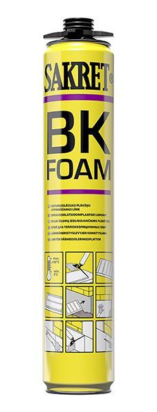 Sakret BK FOAM 0 C / Foam adhesive for fixing insulation boards Ready for use polyurethane adhesive for fixation (fastening) of foam polystyrene plates on facades and foundations.