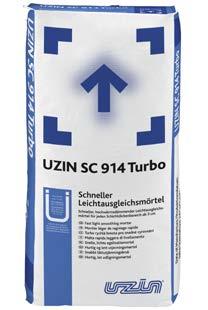 UZIN Turbolight -System Component Description Pack Size 6069 PE 360 Dispersion Primer 10 kg canister 6072 PE 360 Dispersion Primer 5 kg canister 53402 SC 914 Turbo Rapid lightweight