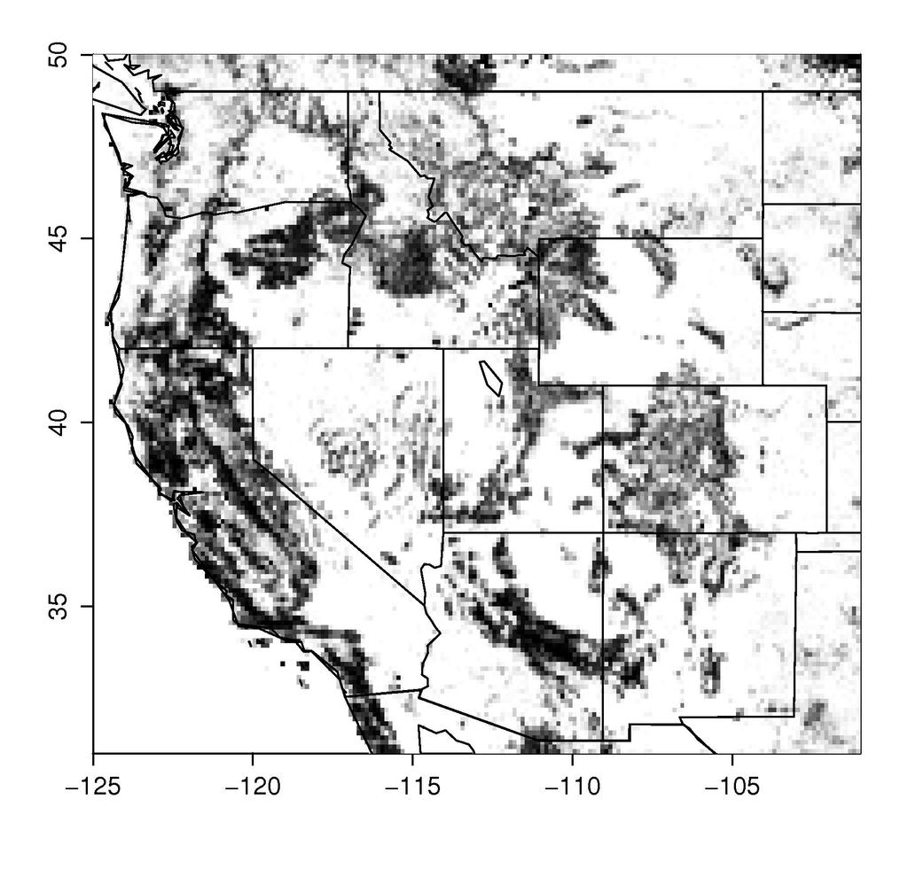 Fraction of vegetated area in the western U.S.
