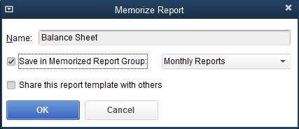 The Memorize Report Name will auto populate. You can change the name of the report.