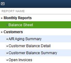 Notice the customized Balance Sheet now appears in the Monthly Reports Group.