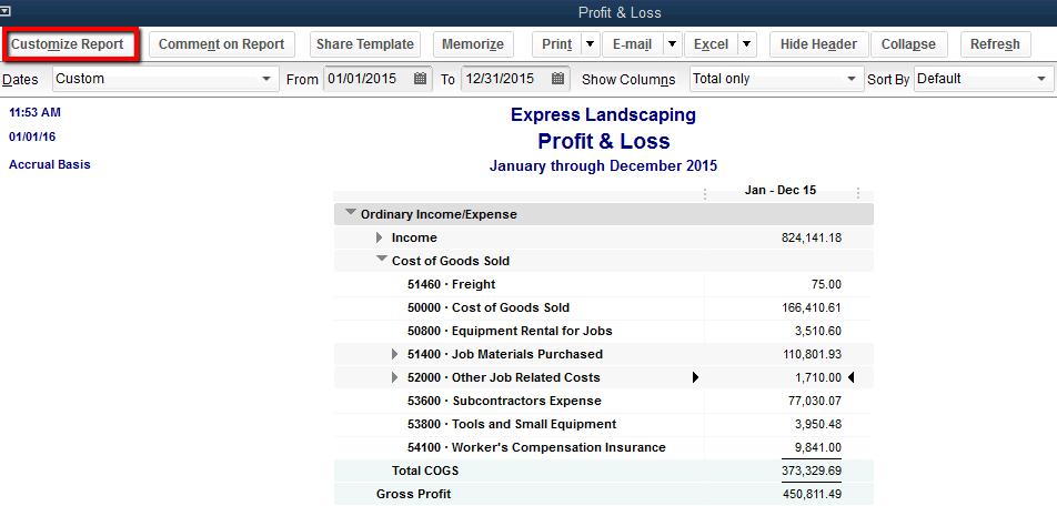Each new year starts with a zero balance for income and expenses. Click Reports from the Menu Bar.