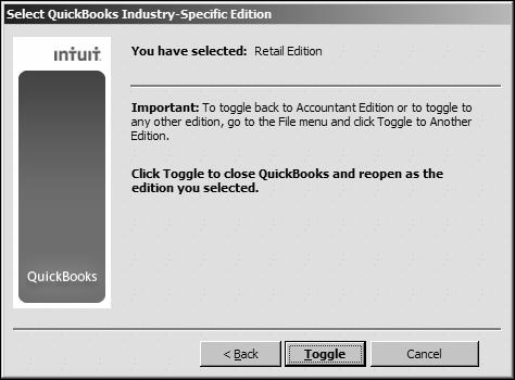 QuickBooks now closes and reopens as the edition you selected.