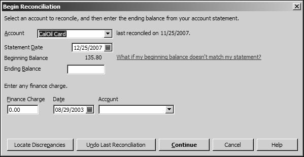 Using other accounts in QuickBooks Reconciling a credit card statement Just as we reconciled a bank account in the previous lesson, you should compare your credit card receipts with your statement