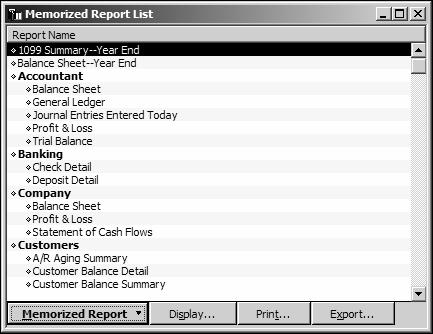 L E S S O N 9 Saving report settings After you have customized a report to provide the information you need, you can have QuickBooks memorize the settings so you can quickly produce the same report