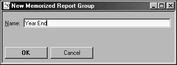 Analyzing financial data 2 In the Memorized Report list, click the Memorized Report menu button, and choose New Group.