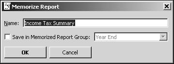 QuickBooks adds the new group to the Memorized Report list.