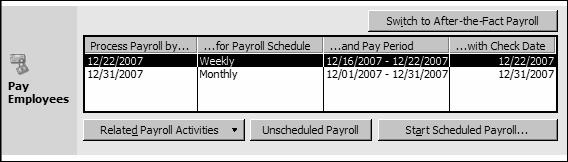 Doing payroll with QuickBooks Running a payroll schedule QuickBooks lets you print payroll checks in a batch based on payroll schedules.