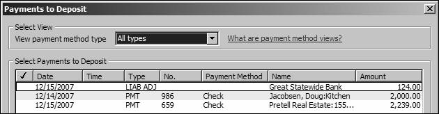 A P P E N D I X A 7 Click Save & Close. When you record a customer payment, you have a choice of where to put the payment.