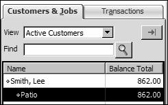 Setting up QuickBooks 9 If you see a message about a past or future transaction, click Yes to save the transaction. The job now appears under Smith, Lee in the Customers & Jobs list.