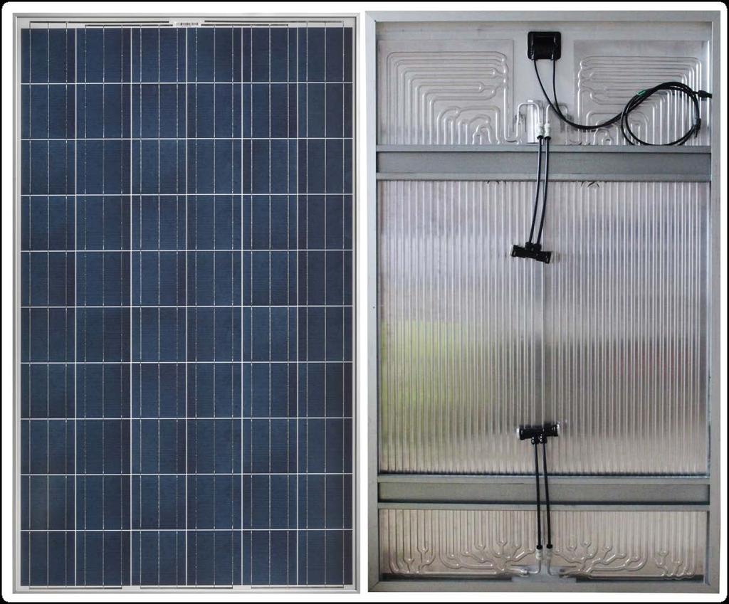 Hybrid solar panel is a traditional photovoltaic panel, combined with a heat exchanger in contact with the back sheet of the photovoltaic cells.
