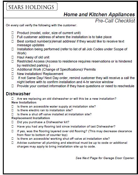 Pre-Call Checklist The Pre-Call checklist below is recommended for use with all initial customer