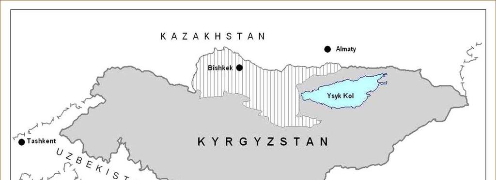 Chu River Basin, Kyrgyzstan 73 24'16'' ~ 77 04'12'' E, and 41 45'10'' ~ 43 11'51''