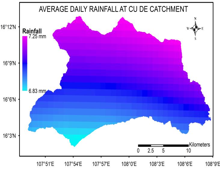 Figure 4: (a) Rainfall distribution and (b) River network at Cu De catchment Figure 5: (a) Land use map and (b) Soil map at Cu De catchment 4 Results and Discussion 4.