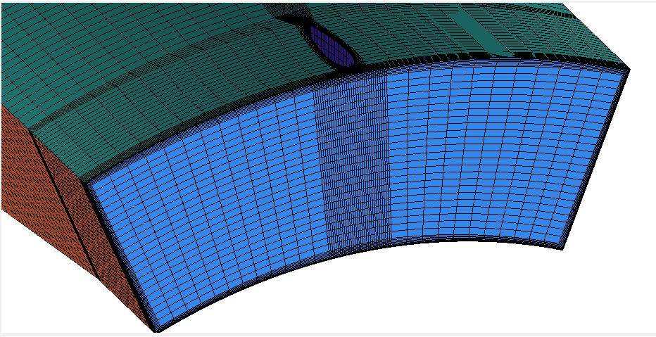 Fig 4. Mesh resolved near the wall region and around the airfoil to capture the viscous effects The computational domain is discretized with hexahedral elements.