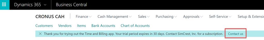 Trial Period and Activating/Renewing a Subscription When you have installed Time and Billing, it will automatically run for a trail period of 30 days.