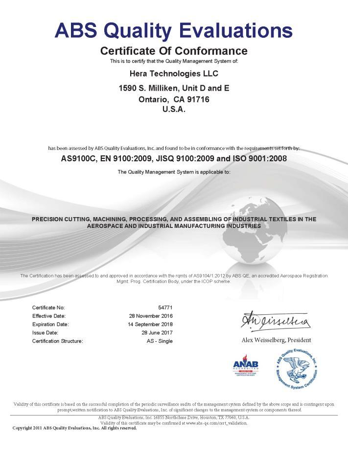 Hera Technologies, LLC is ITAR registered