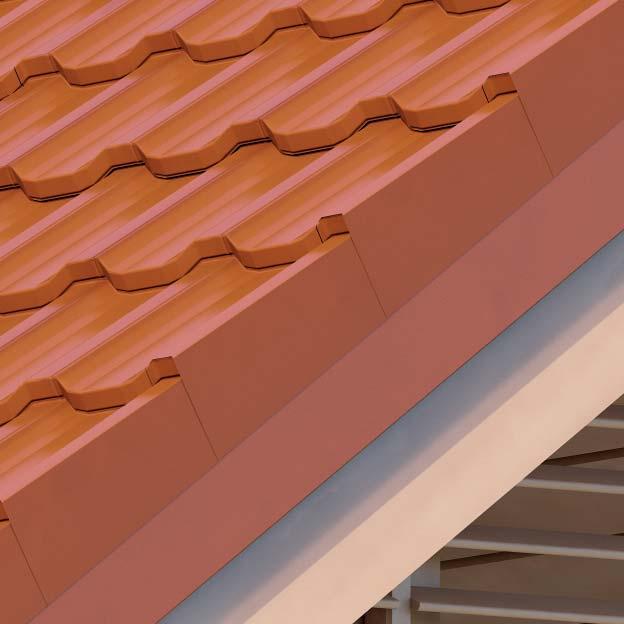 In comparison to standard wind beams, the PANORAMA edge tile system lacks any slots and it provides ideal protection for the roof edge against rain
