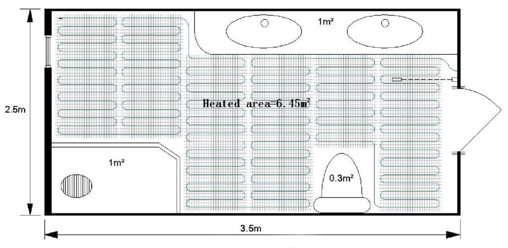 Step 3: Plan the design Determine the optimum floor heating mat layout for your heated area to ensure coverage.