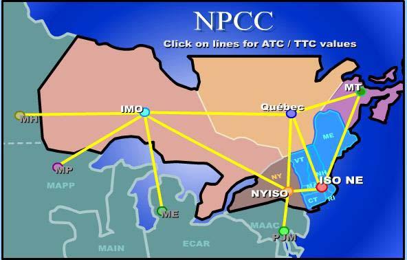 Example: Geographical Area Covered by Northeast Power Coordinating Council (NPCC) The geographic area covered by NPCC includes New York State, the six New England States, and the Ontario, Québec, and