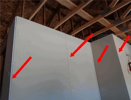 96) Wall Conditions S Front wall in garage has open mortar joint showing daylight to