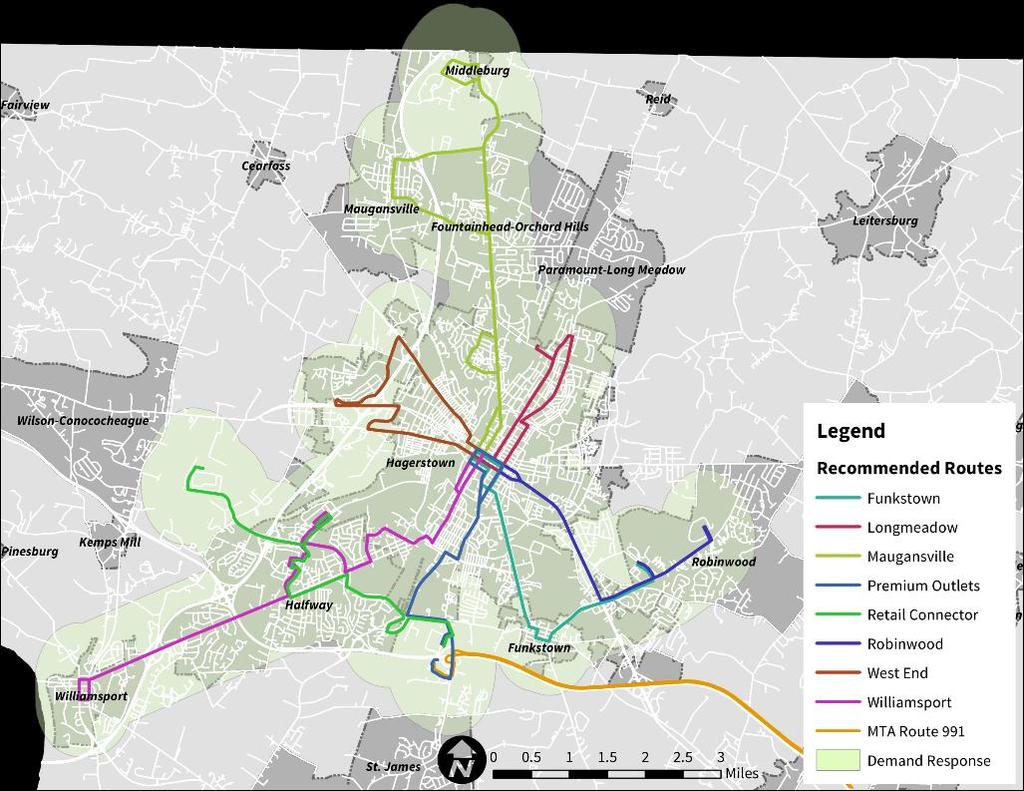 County Commuter Route Recommendations Consolidate urban fixed routes 8 routes with simplified alignments New retail