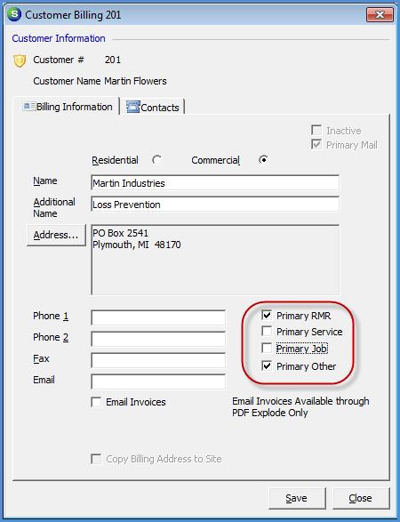 Default BillTo Address for Invoice Type New checkboxes have been added to the customer BillTo record which allows you to select which type or types of invoices will use a specific BillTo record as