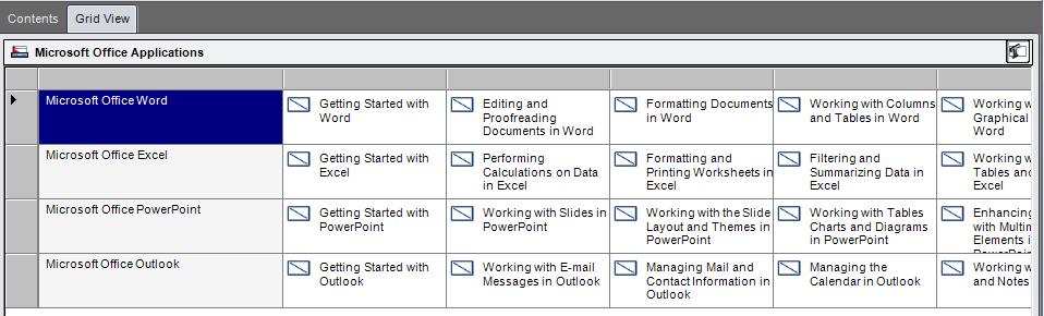 3. Continue adding as many Tasks as you need. When the Process is selected, you can view the Tasks as the Learner would see them with the Grid View tab.