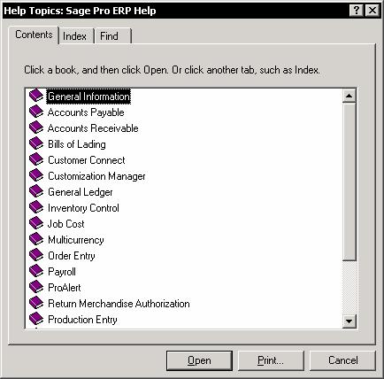 To search the program Help, select Help Sage