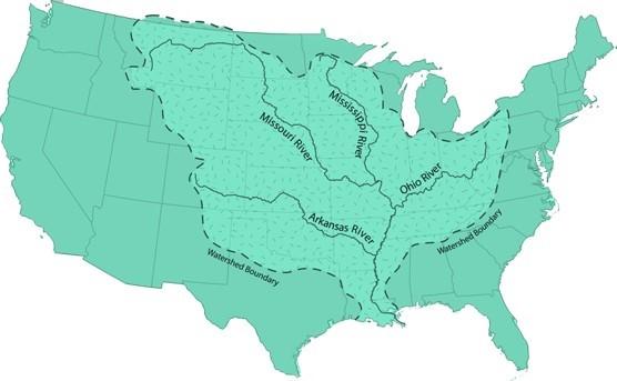 Mississippi River Watershed Watersheds range in size from less than an acre to millions of square miles.
