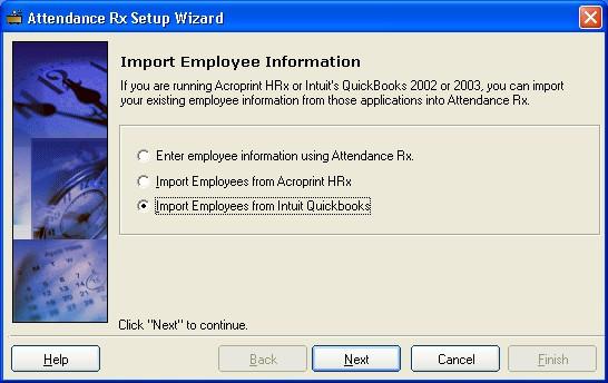 Importing from QuickBooks into Attendance Rx There are two methods for importing your data from QuickBooks into Attendance Rx.
