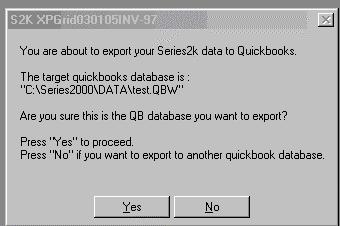 It is VERY important to make certain that the open or selected QuickBooks account is correct otherwise cancel the process. If the QUICKBOOKS database is correct click Yes.