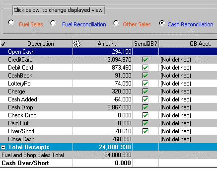 Reconciliation/Receipts Setup Here is a typical Reconciliation Screen note you can have, as many as you like but the initial ones are set by the POS system and should not be changed additional items