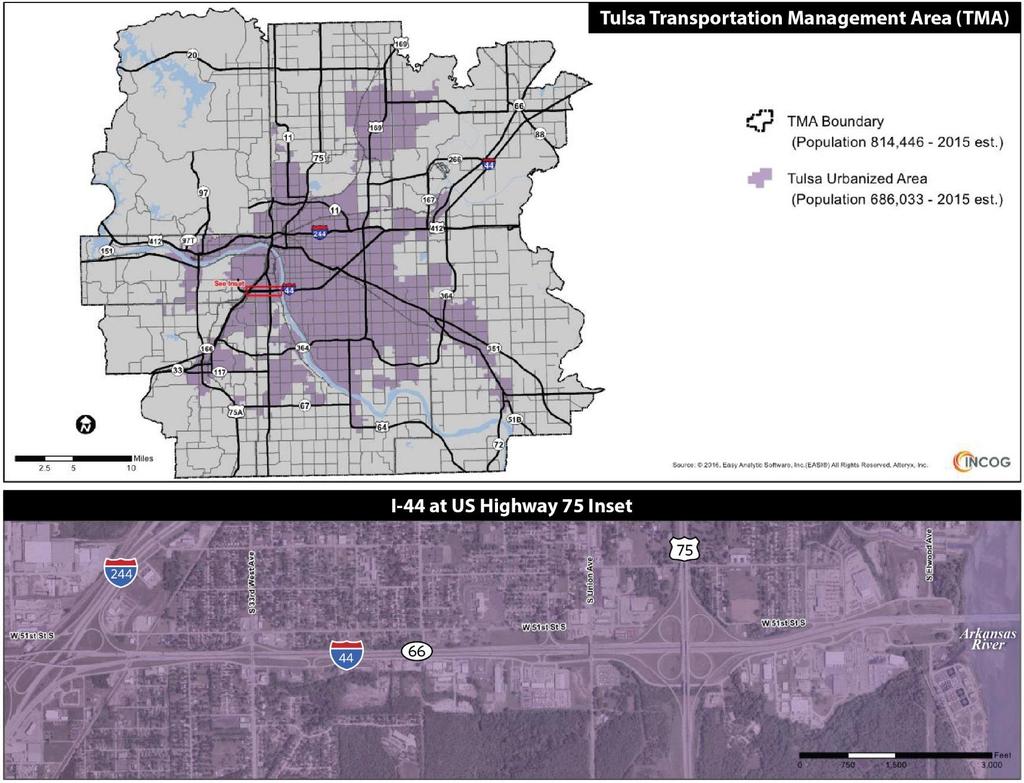 2.0 PROJECT LOCATION The proposed project is within the Tulsa urbanized area and the Tulsa Transportation Management Area (TMA) as shown in Figure 5.