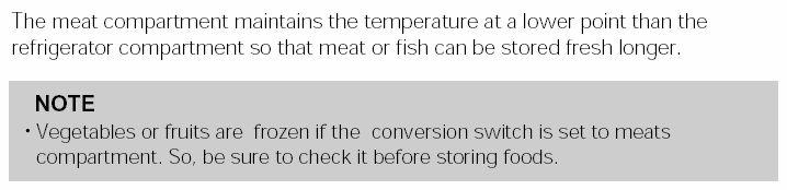 Temperature Food is frozen in vegetable compartment 1 Symptom Food is frozen In bottom