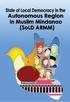 State of Local Democracy in the Autonomous Region in Muslim Mindanao (SoLD ARMM)