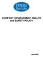 COMPANY ENVIRONMENT HEALTH and SAFETY POLICY